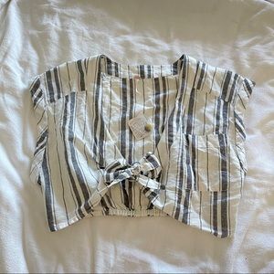 Freepeople Stripped Cropped Tie Top